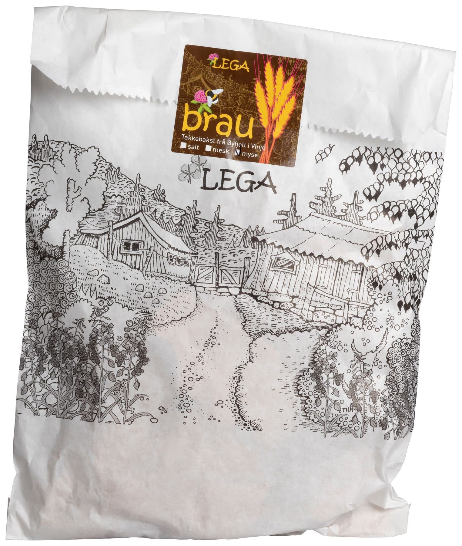 Posen med mysebrau frå Lega