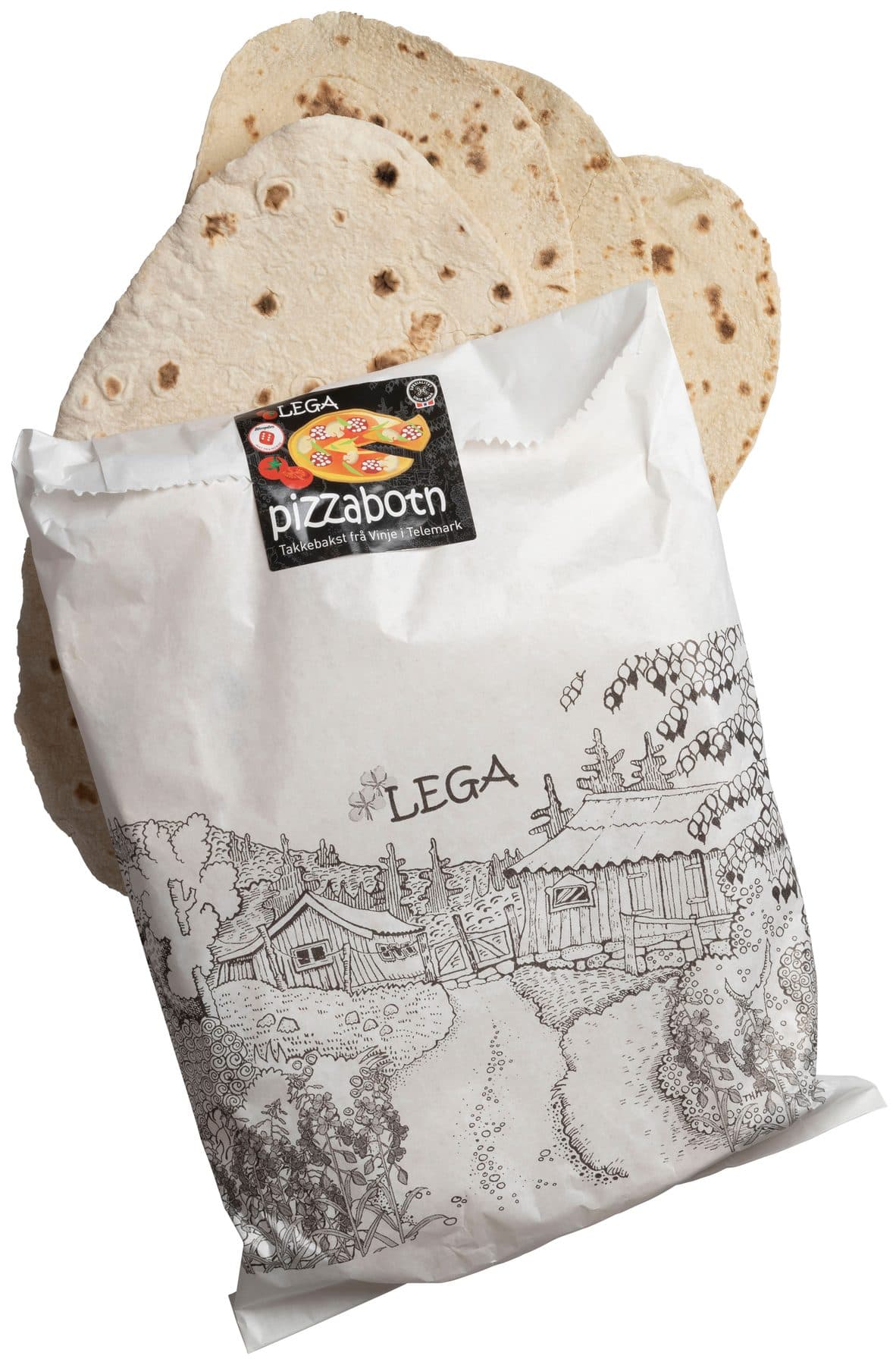 Pizzabotnar som stikk opp av posen